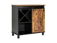 Slickblue Industrial Storage Cabinet with Sliding Barn Door-Rustic Brown