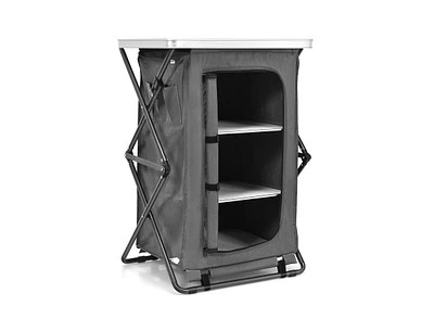 Slickblue Folding Camping Storage Cabinet with 3 Shelves and Carry Bag