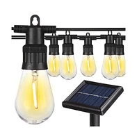 Yescom 48 Ft Solar String Lights 15 Led Bulbs Shatterproof Plastic Lamps Patio Wedding Christmas