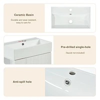 21.6" Black Bathroom vanity, Combo Cabinet, Bathroom Storage Cabinet, Single Ceramic Sink