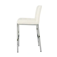 Modern Design High Counter Stool Electroplated Leg Kitchen Restaurant White Pu Bar Chair(Set Of 2)