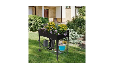 Simplie Fun Aveyas Mobile Metal Raised Garden Bed Cart with Legs, Elevated Tall Planter Box with Wheels for Outdoor Indoors House Patio Backyard Veget