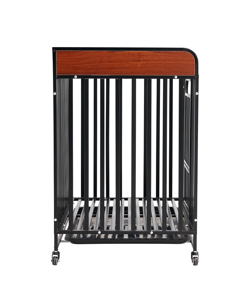 Streamdale Furniture Premium Steel and Wood Pet Cage Durable, Ventilated, and Spacious