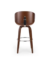 Streamdale Furniture Mid-Century Modern Barstool with Bentwood Frame and Faux Leather Upholstery