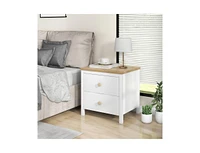 Slickblue 2-Drawer Nightstand with Rubber Wood Legs