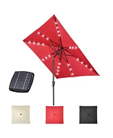 Yescom 9Ft Square Led Light Patio Umbrella Usb Port Solar Power Crank Tilt Garden Parasol Yard Deck Table Balcony Shade