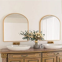 Homlux Arched Wall Mounted Mirror 26"x38" in Gold