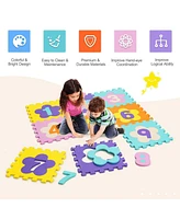 Slickblue 75 Pieces Baby Foam Interlocking Play Mat with Fence with Detachable Numbers