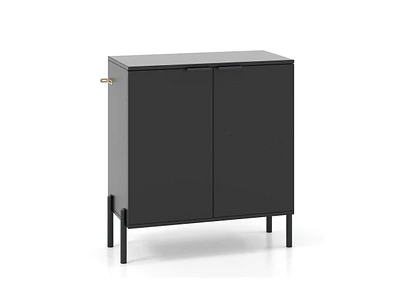 Slickblue 2-Door Buffet Cabinet Sideboard with Shelf and Metal Legs-Black