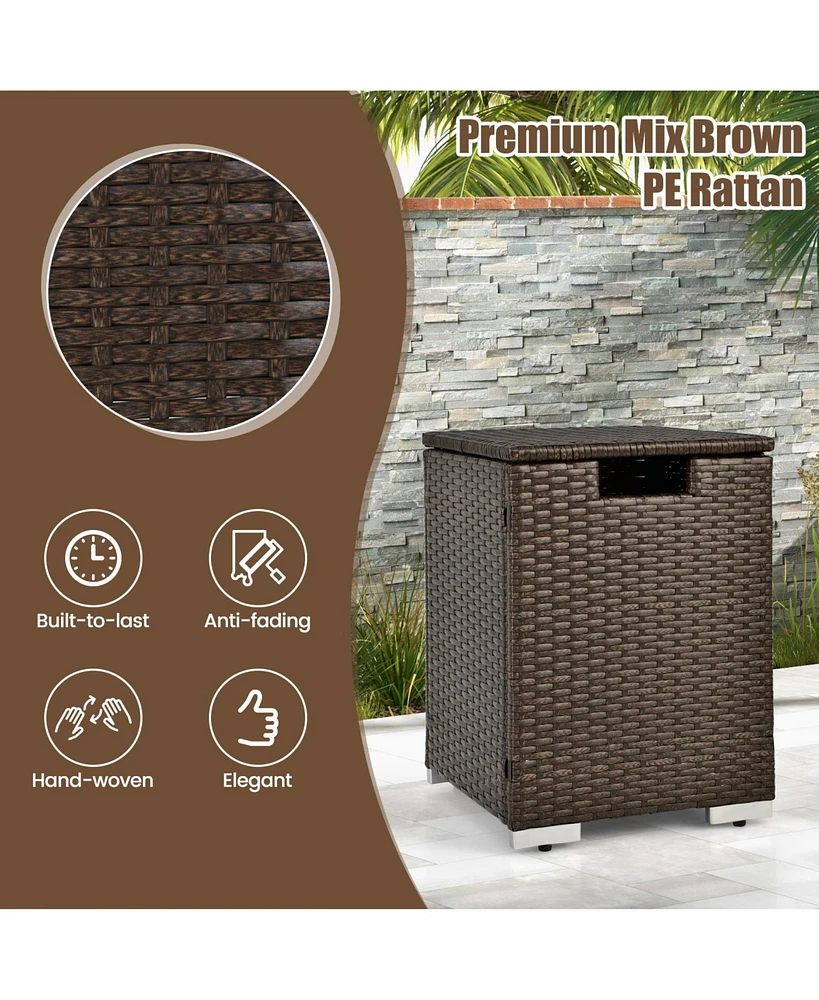 Slickblue 2-in-1 Patio Rattan Gas Propane Tank Cover for 20 lbs Propane Tanks-Brown