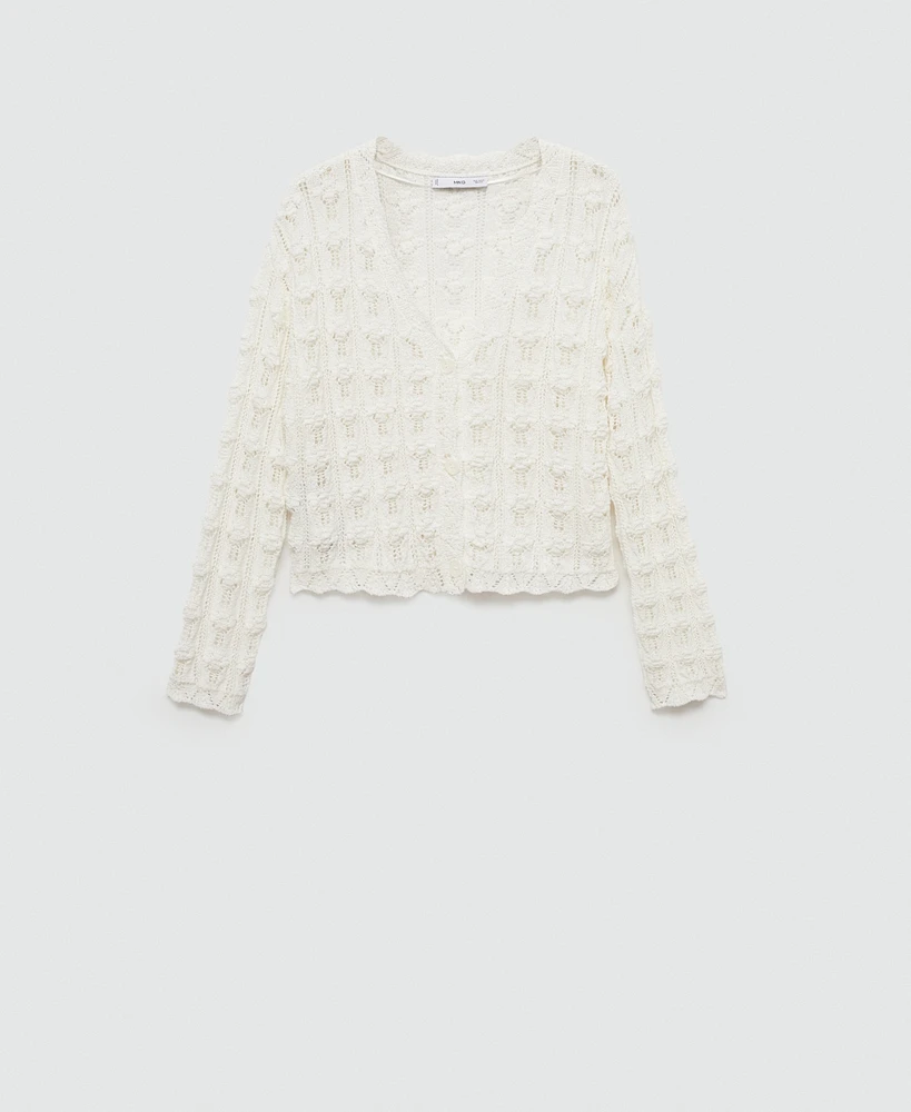 Mango Women's Crochet Knit Cardigan