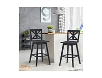 Set of 2 360-Degree Swivel Bar Stools for Home Restaurant