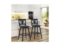 Set of 2 360-Degree Swivel Bar Stools for Home Restaurant