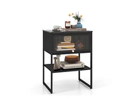 Slickblue Nightstand with Flip up Door Storage Shelf