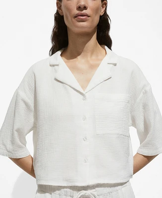 Mango Women's Short Sleeved Cotton Shirt