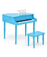 Slickblue 30-Key Wood Toy Kids Grand Piano with Bench and Music Rack