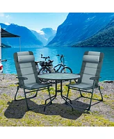 Slickblue Set of 2 Patiojoy Patio Folding Dining Chair with Ottoman Set Recliner Adjustable-Grey