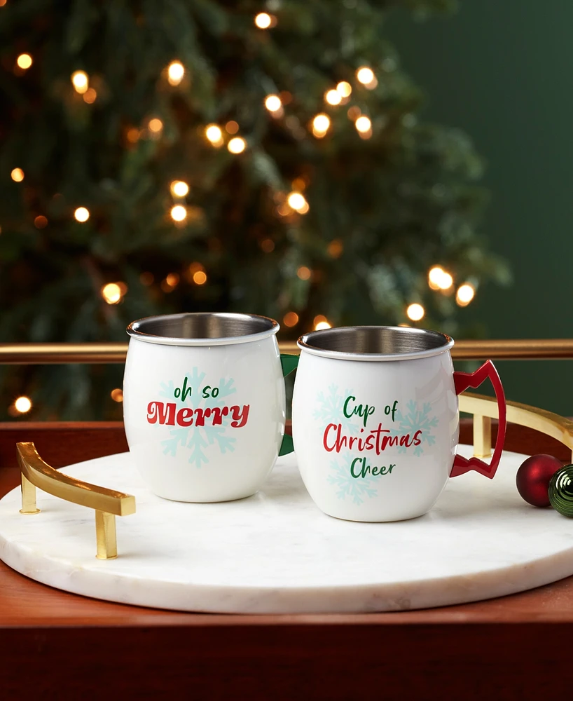 Cambridge 20 Oz Christmas Cheer Moscow Mule Mugs, Set of 2