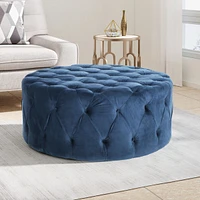 Luxurious Velvet Button-Tufted Ottoman Modern Glamour for Any Decor