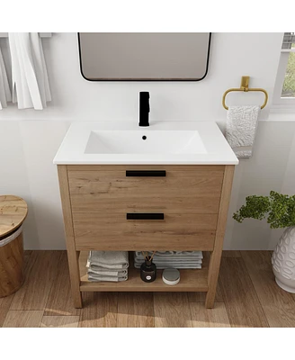 Simplie Fun 30 Inch Bathroom Vanity Plywood With 2 Drawers