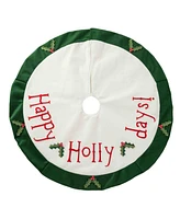 Glitzhome 48 D Christmas Felt Dimensional Holly Leaves Tree Skirt