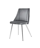 Simplie Fun Set of 4 Modern Grey Velvet Dining Chairs