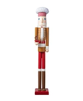 Glitzhome 42 H Wooden Christmas Gingerbread Chef Nutcracker