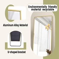 Homlux Gold 64"x21" Full-Length Rectangle Nano Glass Mirror, Standing or Wall-Mounted