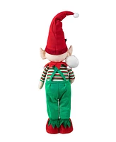 Glitzhome 39 26 H Telescoped Fabric Christmas Boy Elf Standing Decor