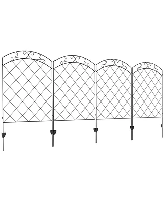 Outsunny 11.' Garden Fence Steel Border Flower Edging, Pack of