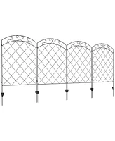 Outsunny 11.4' Garden Fence Steel Border Flower Edging, Pack of 4