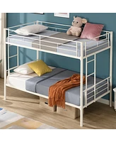 Simplie Fun Metal Twin Bunk Bed with Safety Rails, White