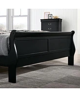 Streamdale Furniture Queen Size Bed Louis Philippe Solid Wood 1 Piece Bed Bedroom Sleigh Bed