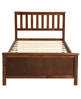 Streamdale Furniture Twin Size Wood Platform Bed With Headboard, Footboard And Wood Slat Support