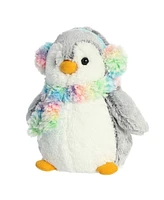 Aurora Small Pom Pom Rainbow Muffs PomPom Penguin Festive Plush Toy Gray 8.5"