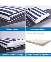75" Blue & White Stripe Chaise Lounge Cushion with Removable Cover