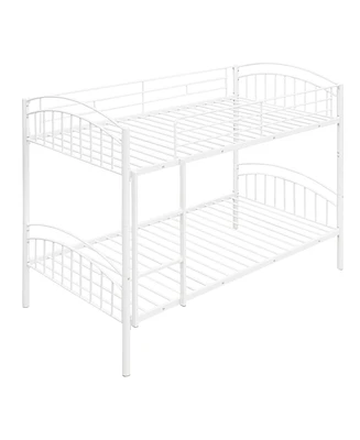 Simplie Fun Twin Over Twin Metal Bunk Bed, Divided Into Two Beds