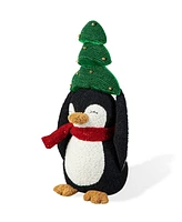 Glitzhome 21.25 H Christmas Fabric Penguin with Top Tree Decor