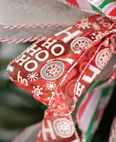 Glitzhome Set of 9 32 H Christmas Whimsical Red Green ribbon bow decor