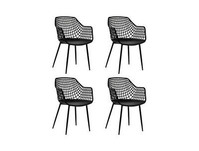 Slickblue Set of 4 Heavy Duty Modern Dining Chair with Airy Hollow Backrest