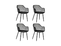 Slickblue Set of 4 Heavy Duty Modern Dining Chair with Airy Hollow Backrest