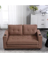 Simplie Fun Versatile 3-in-1 Sofa Bed with Storage and Cup Holders for Compact Spaces