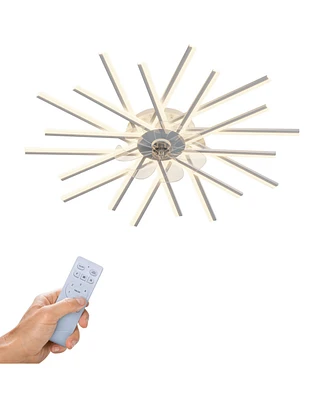 Simplie Fun 45In Ceiling Fan With Lights Remote Contro Dimmable Led, 6 Gear Wind Speed Fan Light