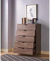 Streamdale Furniture Hazelnut 5-Drawer Storage Chest with Cutout Handles and Metal Glides