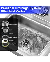 Slickblue Stainless Steel Sink Wall Mount Hand Washing Sink with Faucet and Back Splash