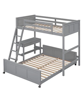 Simplie Fun Twin Over Full Bunk Bed With Desk