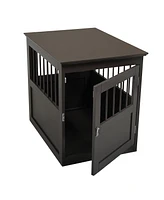 Streamdale Furniture Wood Dog Crate Furniture, End Table Designed Dog Kennel with Side Slats, Brown