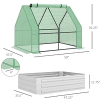 Galvanized Raised Garden Bed with Greenhouse Cover for Plant Protection