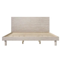 Modern Concise Style Solid Wood Grain Platform Bed Frame, Full, Stone