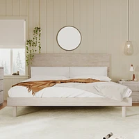 Modern Concise Style Solid Wood Grain Platform Bed Frame, Full, Stone